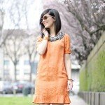 Twist: Orange lady dress & Watercolor jacket