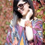 Coral soutache bangle & Atzec printed blouse